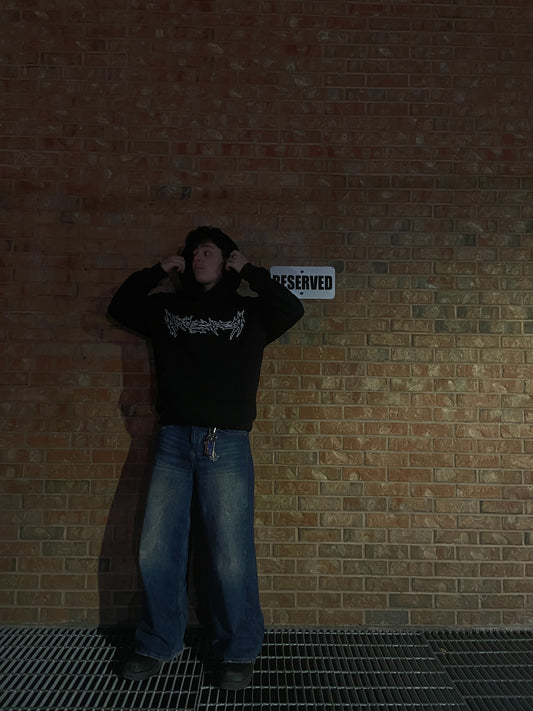 HOODIE BLACK/WHITE LOGO